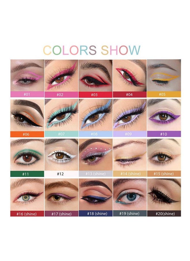 BONNIE CHOICE 20 PCS Colored Eyeliners Pencil Set, 20 Colors Waterproof Long Lasting Retractable Matte Colorful Eyeliner Milti-Functional Eyeliner Eyeshadow Highlight Pen Christmas Gifts for Women