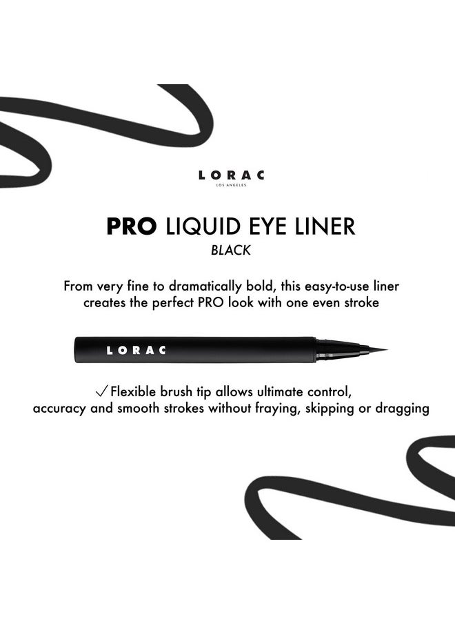 LORAC PRO Liquid Eyeliner, Black | Precision Brush Tip | Water Resistant | Long Lasting | Smudge Resistant