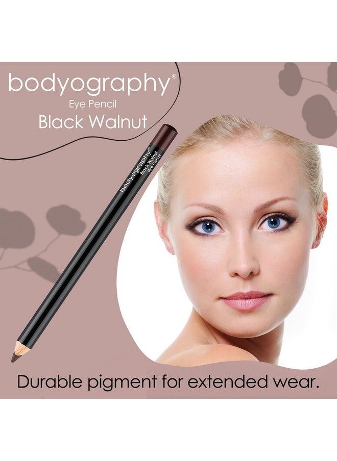 Bodyography Cream Eye Pencil (Black Walnut): Dark Brown Salon Wooden Waterproof Makeup Pencil w/ Coconut Oil | Long-Wearing, Cruelty-Free, Gluten-Free, Paraben-Free