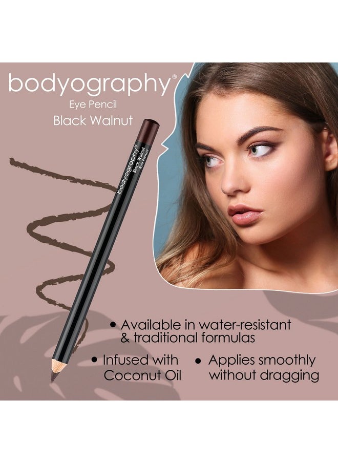 Bodyography Cream Eye Pencil (Black Walnut): Dark Brown Salon Wooden Waterproof Makeup Pencil w/ Coconut Oil | Long-Wearing, Cruelty-Free, Gluten-Free, Paraben-Free