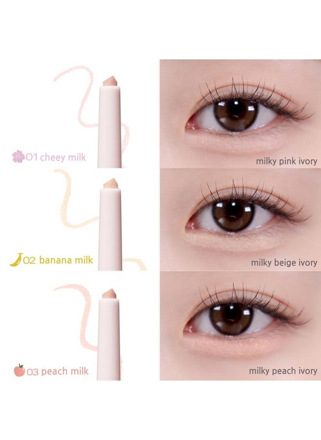 BBIA Last Powder Pencil 3 Colors - Shimmer Glitter Stick Eyeshadow Eyeliner, Under Eye Highlighter Stick Smooth Long-Lasting Creamy Crayon Eye Shadow Liner Pencil Korean Eye Makeup (02 BANANA MILK)