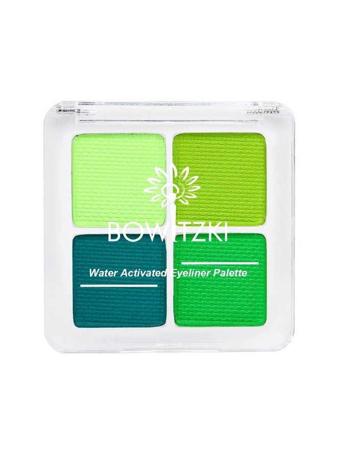 Bowitzki Water Activated Eyeliner Palette Graphic Eye Liner Smudge proof Hydra Liner-4 Colors (Green)