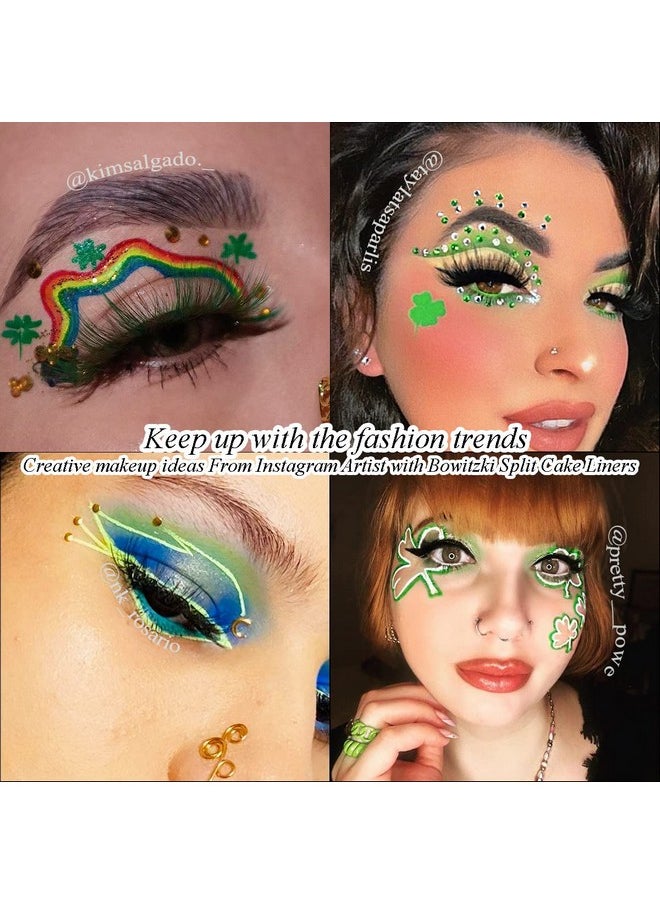 Bowitzki Water Activated Eyeliner Palette Graphic Eye Liner Smudge proof Hydra Liner-4 Colors (Green)