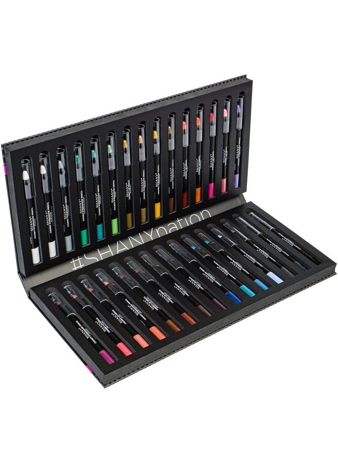 SHANY Chunky Eyeshadow Pencils Lip Liner, Eyeliner, Eye Pencils - Multi-Use Chunky Pencils for Eye Shadow, Lip Makeup, Lipstick with Vitamin E and Aloe Vera - Premium Packaging - Set of 30 Colors
