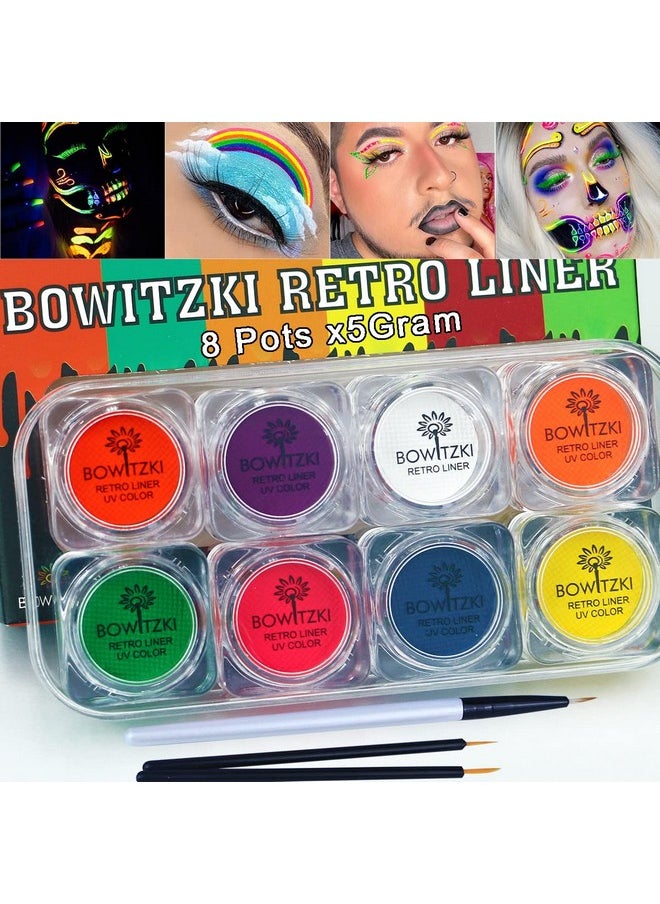 Bowitzki 8x5 Gram Water Activated Eyeliner Hydra Liner Makeup UV Glow Fluorescent Color Graphic Retro Face and Body Paint (UV Color)