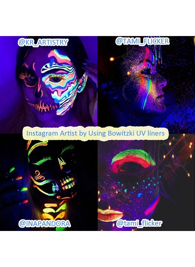 Bowitzki 8x5 Gram Water Activated Eyeliner Hydra Liner Makeup UV Glow Fluorescent Color Graphic Retro Face and Body Paint (UV Color)