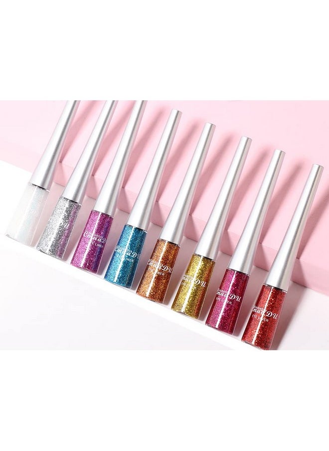 BONNIE CHOICE 16 Colors Glitter Eyeliner Liquid Set, Metallic Shimmer Glitter Eyeshadow, Waterproof Long Lasting White Silver Rose Gold Pink Colorful Rainbow Eyeliners Christmas Gifts for Women