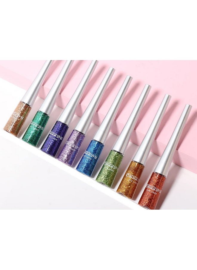 BONNIE CHOICE 16 Colors Glitter Eyeliner Liquid Set, Metallic Shimmer Glitter Eyeshadow, Waterproof Long Lasting White Silver Rose Gold Pink Colorful Rainbow Eyeliners Christmas Gifts for Women