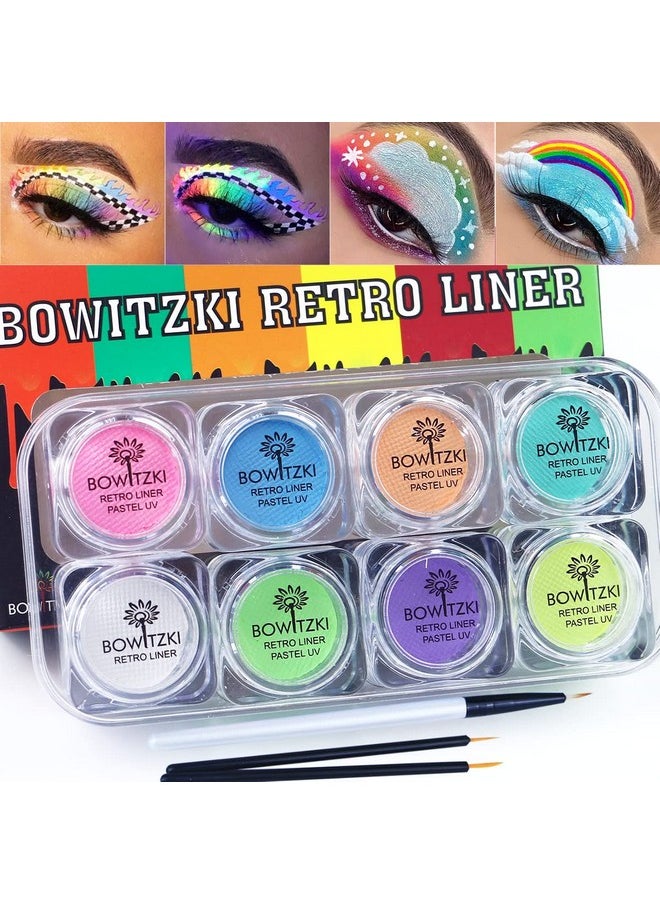 Bowitzki 8x5 Gram Water Activated Eyeliner Hydra Liner Makeup UV Glow Fluorescent Color Graphic Retro Face and Body Paint (Pastel Color)