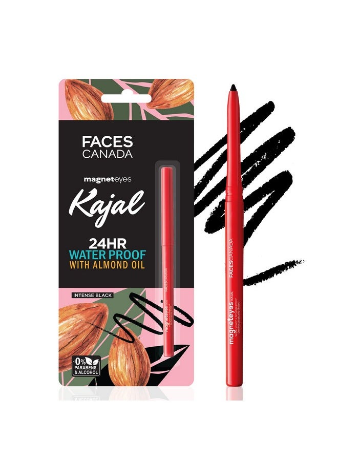 FACESCANADA Magneteyes Kajal Stick - Black, 0.35 Gm | 24 Hr Long Stay | One Stroke Smooth Glide | Waterproof, Smudgeproof & Fadeproof | Deep Matte Finish | Enriched With Almond Oil & Vitamin E