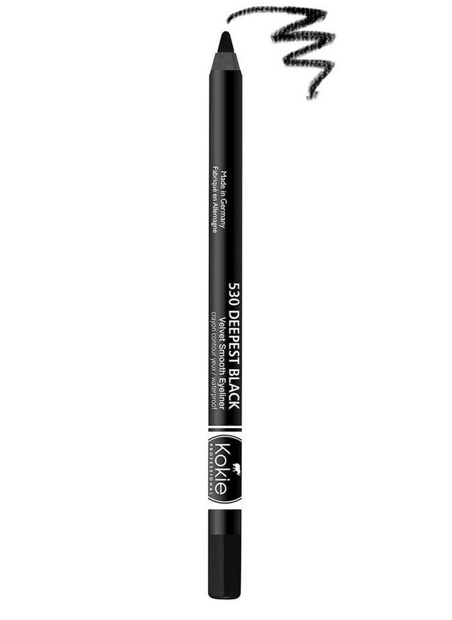 Kokie Cosmetics Waterproof Velvet Smooth Eyeliner Pencil, Deepest Black, 0.042 Ounce