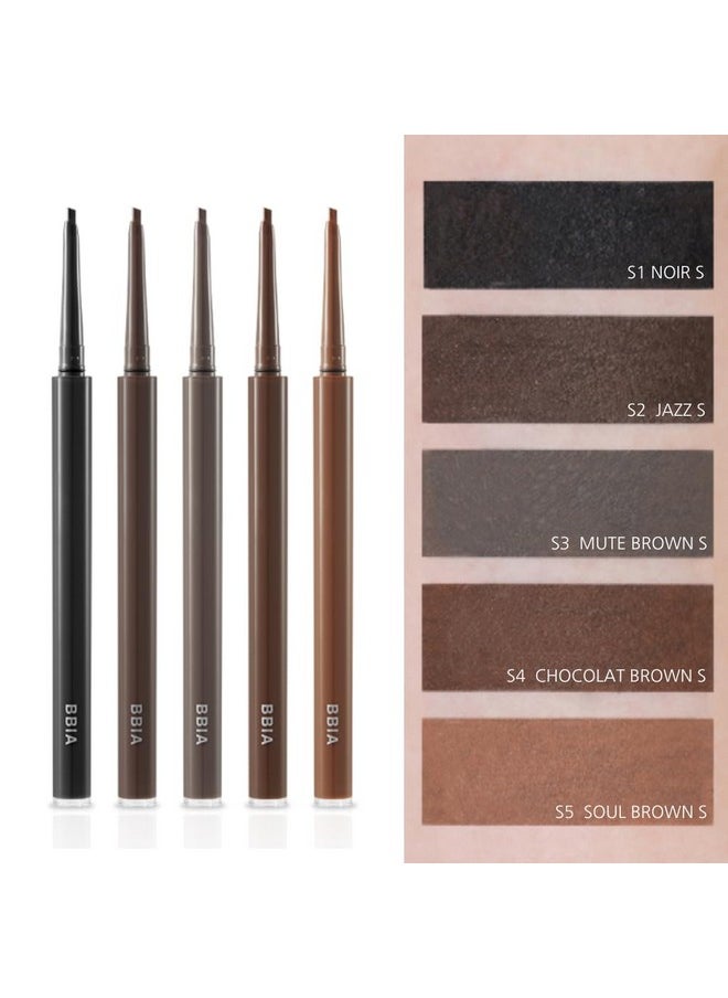 BBIA Last Auto Gel Eyeliner SLIM 5 Colors - Ultra-Fine Waterproof Mechanical Gel Eye Liner Pencil Smudge-Proof Easy Drawing Smooth Gliding Texture Vegan Korean Eye Makeup (S5 SOUL BROWN SLIM R)