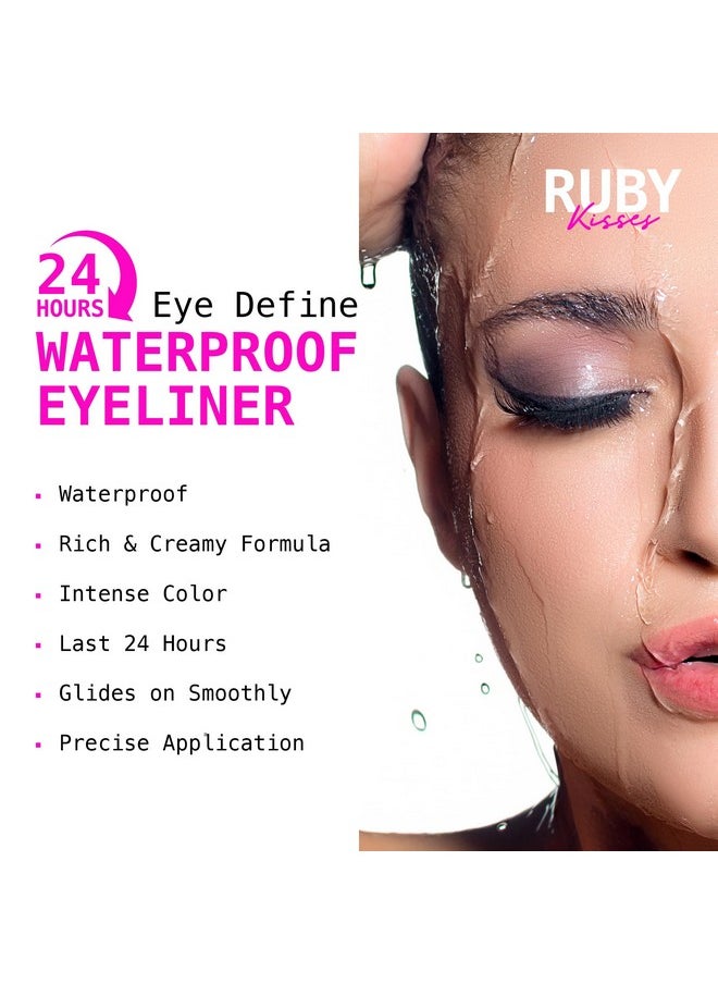 Ruby Kisses Pencil Eyeliner, Retractable Eyeliner, Waterproof, Smudge-Proof Eye Makeup, High Pigmented, 24H Long Lasting Eyepencil (4 Count, Deep Brown)