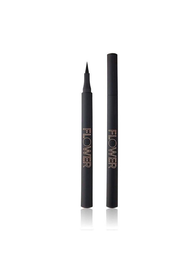 FLOWER BEAUTY By Drew Barrymore Forever Wear Winged Eyeliner - Long-Lasting + Smudge-Proof - Liquid Eyeliner + Winged Applicator (All-Nighter)