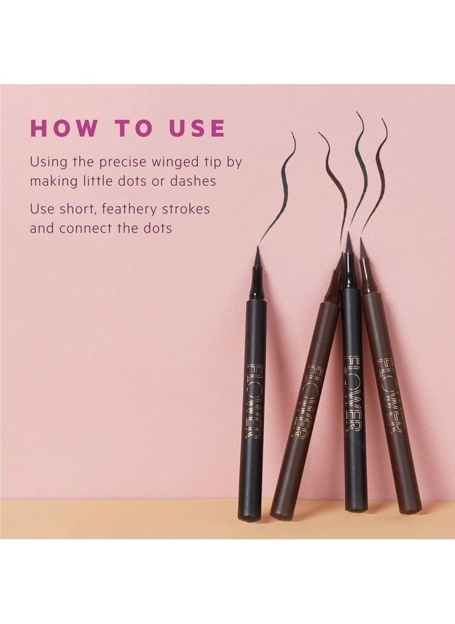 FLOWER BEAUTY By Drew Barrymore Forever Wear Winged Eyeliner - Long-Lasting + Smudge-Proof - Liquid Eyeliner + Winged Applicator (All-Nighter)