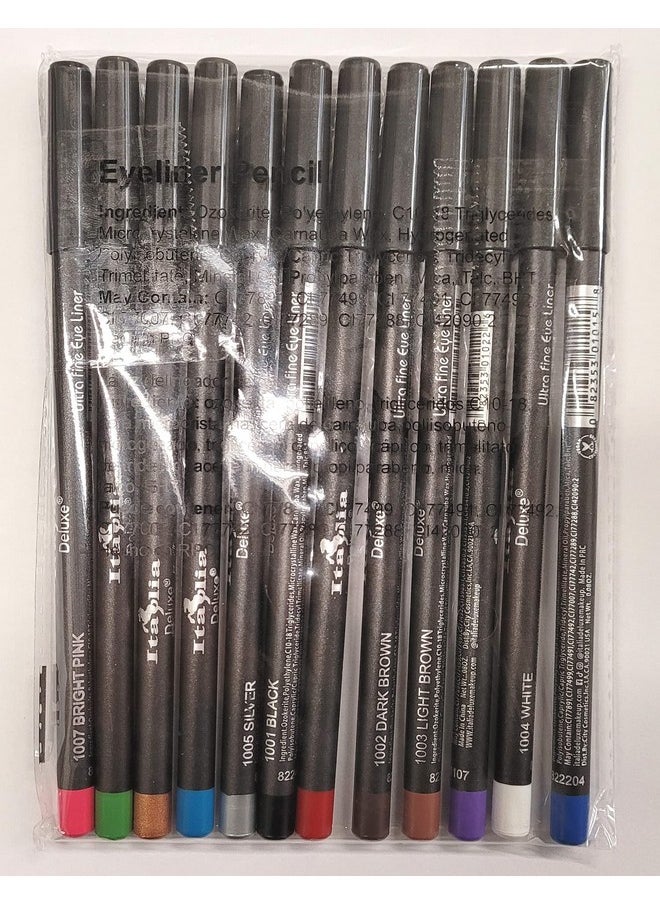 Italia Delux Ultra Fine Eyeliners (Set of 12 Colors)