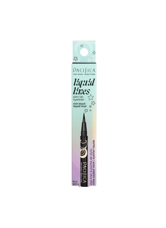 Pacifica Black Liquid Eyeliner Pen - Liquid Line - Felt tip, Smudge Proof Eyeliner - Water Resistant Gel Makeup Eye Liner - Matte Fine Tip Clean Beauty Vegan & Cruelty-Free Dermatologist Tested