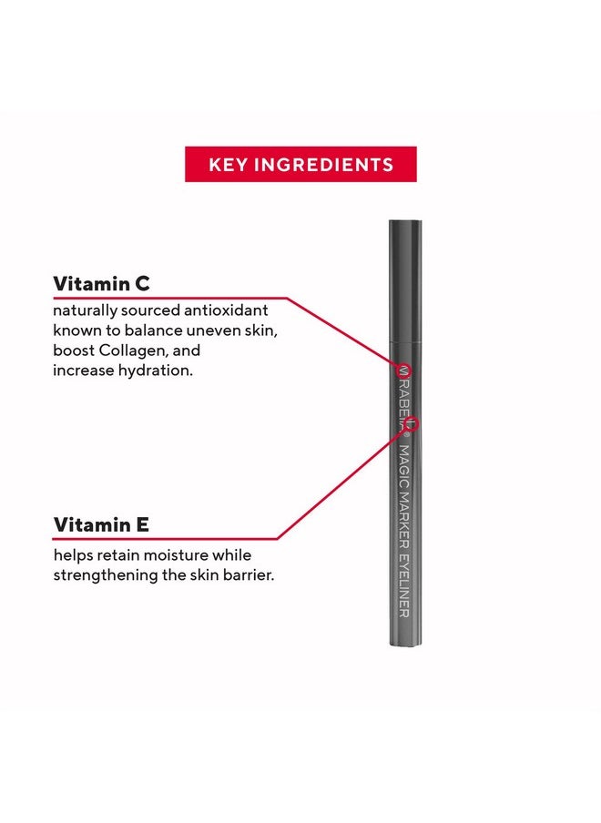 Mirabella Black Magic Marker Waterproof Liquid Eyeliner, Long-Lasting Smudge-Proof Matte Black Eyeliner with Felt Brush-Tip for Precise Controlled Application and Antioxidants Vitamin C and E