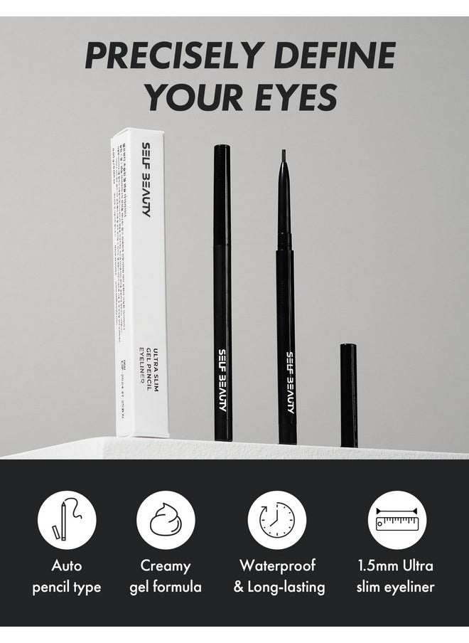 self beauty Ultra Slim Waterproof Gel Eyeliner | Easy Retractable Eyeliner Pencil Waterproof Smudge Proof | Long Lasting Eyeliner | Korean Eyeliner Gel Pen | Black Eye Liners for Women