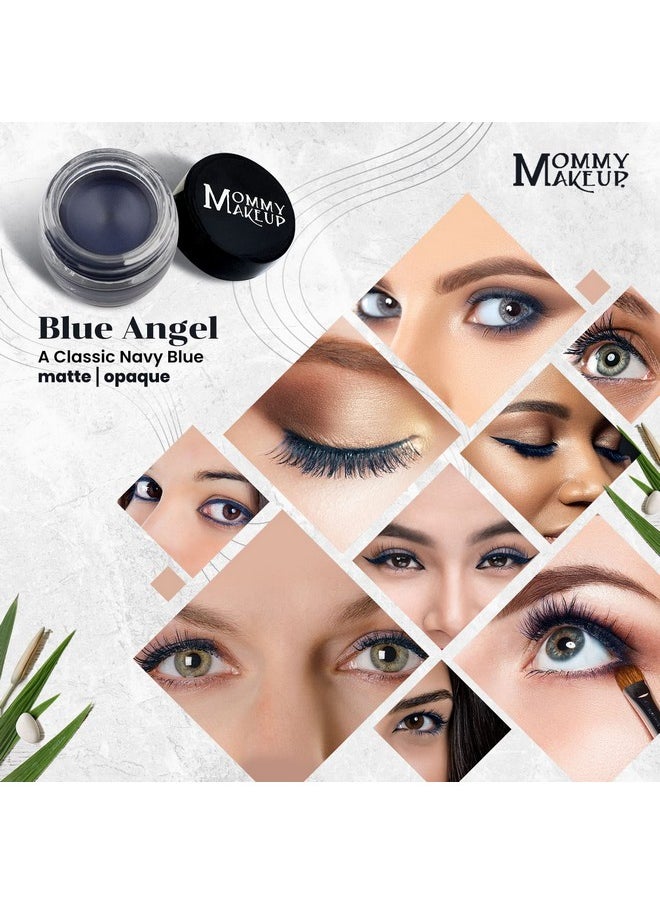 Mommy Makeup Waterproof Stay Put Gel Eyeliner Pot High Pigment, Long Lasting, 0.14 oz (Blue Angel)