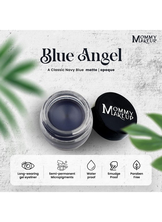 Mommy Makeup Waterproof Stay Put Gel Eyeliner Pot High Pigment, Long Lasting, 0.14 oz (Blue Angel)