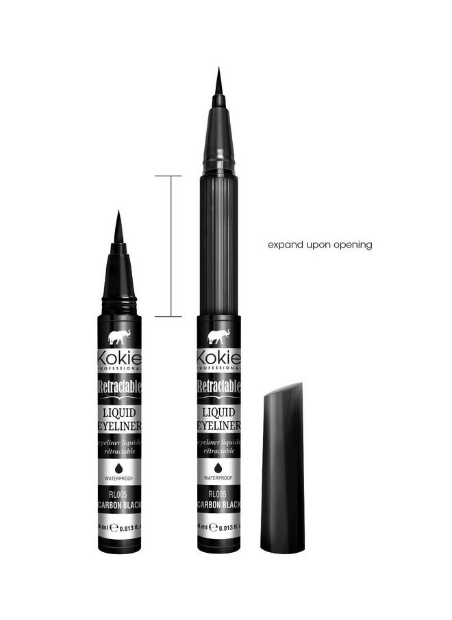 Kokie Retractable Liquid Eyeliner, Pointed Felt Tip, Waterproof & Smudge Free, Long-lasting, Vegan, Cruelty-Free