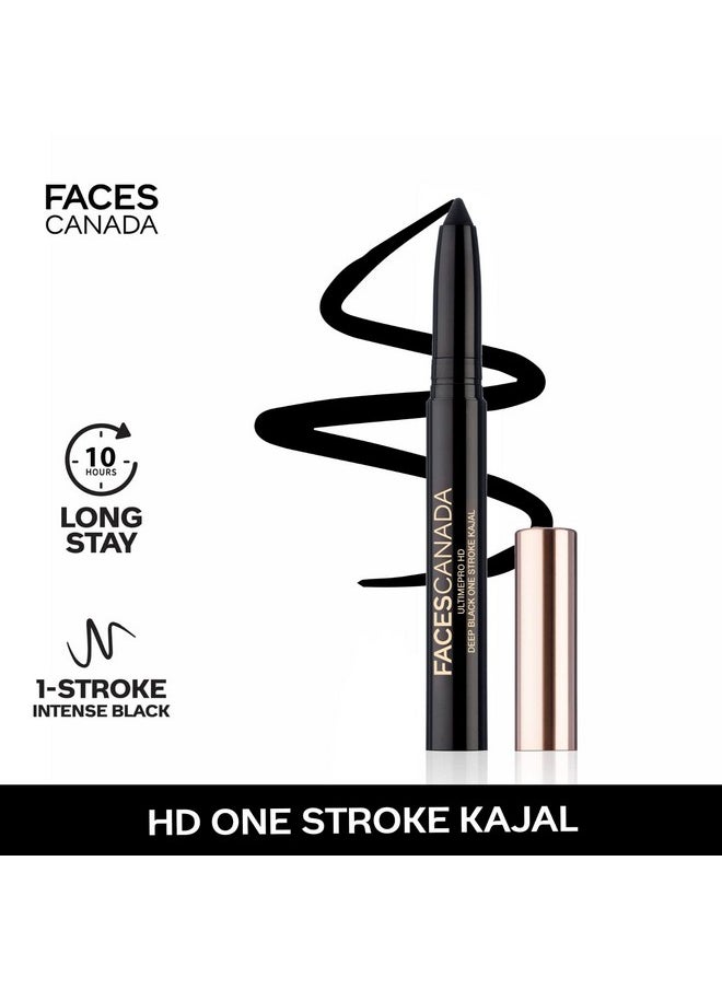 FACESCANADA Ultime Pro Hd Deep Black One Stroke Matte Pencil Kajal, 1.4G|Smooth Lightweight Intense Black Hd Finish|10Hr Longstay|Rice Bran Wax|Castor Oil|Waterproof|Sweatproof|Built-In Sharpener
