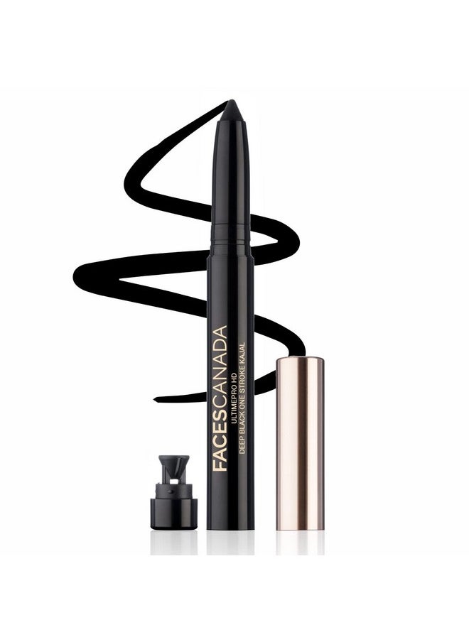 FACESCANADA Ultime Pro Hd Deep Black One Stroke Matte Pencil Kajal, 1.4G|Smooth Lightweight Intense Black Hd Finish|10Hr Longstay|Rice Bran Wax|Castor Oil|Waterproof|Sweatproof|Built-In Sharpener