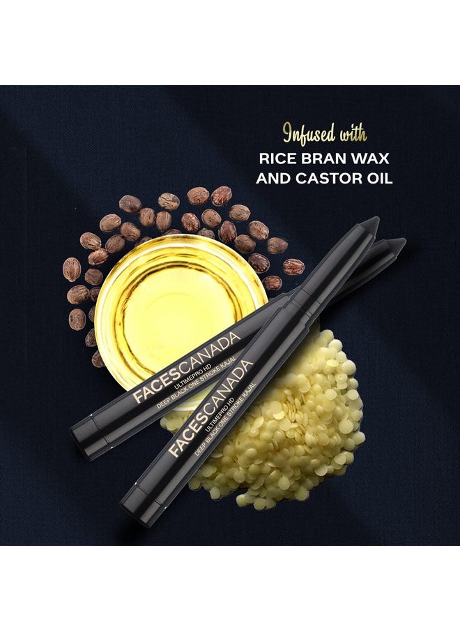 FACESCANADA Ultime Pro Hd Deep Black One Stroke Matte Pencil Kajal, 1.4G|Smooth Lightweight Intense Black Hd Finish|10Hr Longstay|Rice Bran Wax|Castor Oil|Waterproof|Sweatproof|Built-In Sharpener