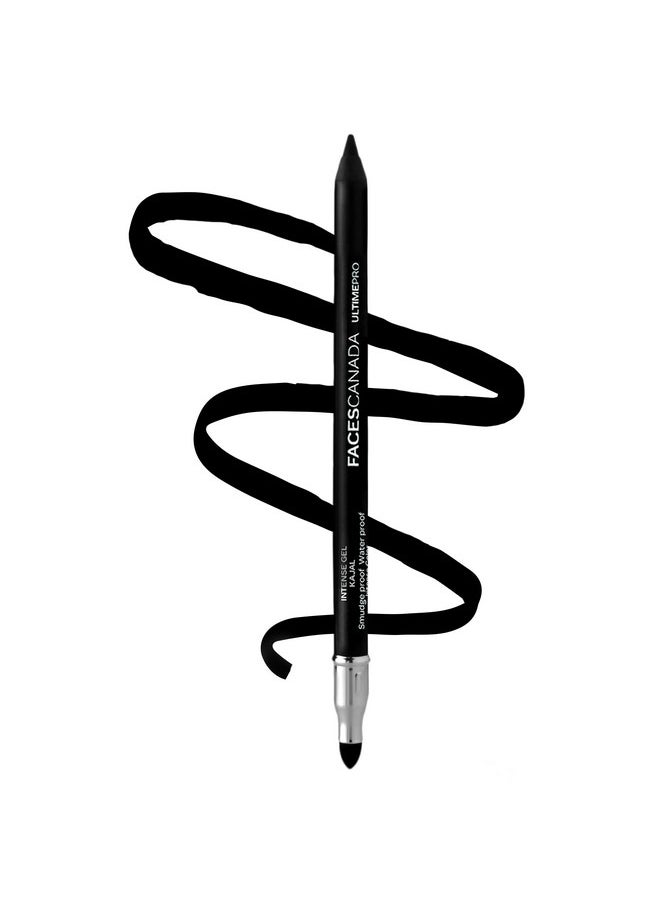 FACESCANADA Ultime Pro Intense Gel Kajal With Smudger & Sharpener - Black,1.2 G|24 Hr Long Stay|Waterproof & Smudgeproof|One Swipe Smooth Application|3-In-1 Kajal,Eyeliner,Smokey Eyeshadow,Matte