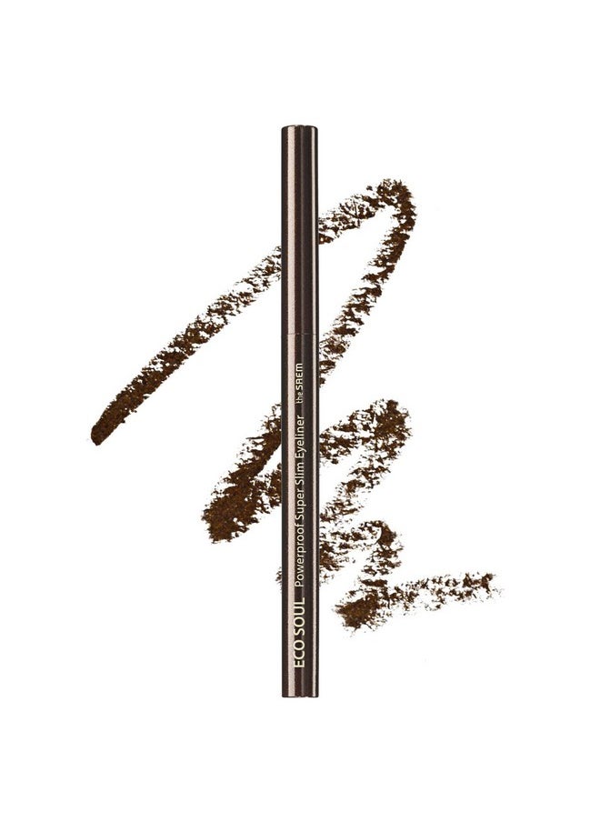THESAEM Eco Soul Powerproof Super Slim Eyeliner - Smudge Proof Gel Eyeliner - Micro Precision Tip (2mm) - Highly Pigmented & Long-lasting Eye Makeup Glides on Smoothly, 0.1g (BR05 Choco Brown)