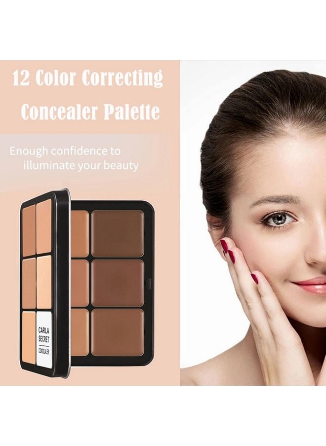 Professional Color Correcting Concealer Cream,12 Color Concealer Foundation Palette,Long-Wearing Full Coverage Makeup and Corrector for Under Eye Dark Circles,Acne & Blemishes,Reduces Redness