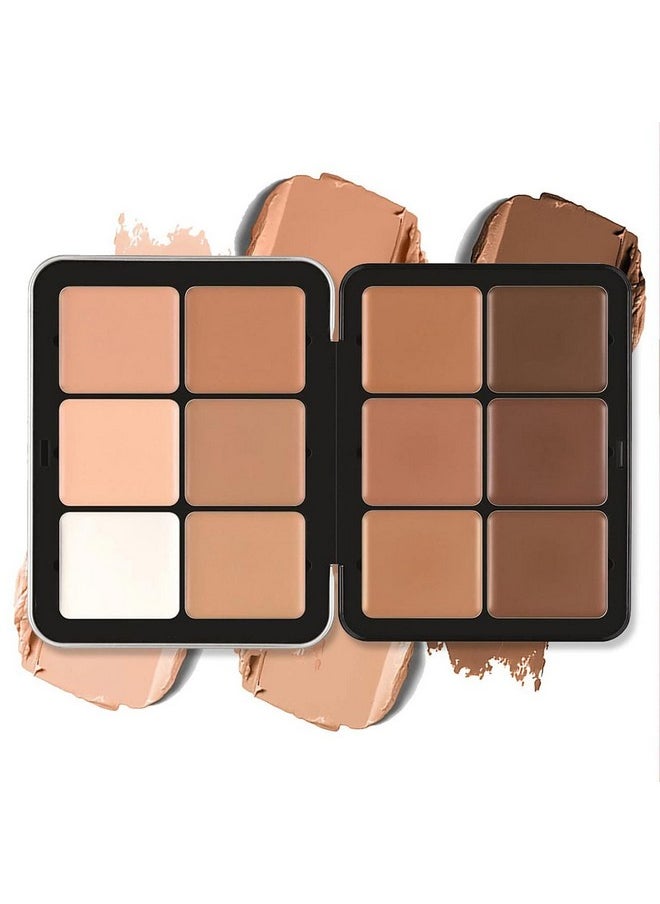 Professional Color Correcting Concealer Cream,12 Color Concealer Foundation Palette,Long-Wearing Full Coverage Makeup and Corrector for Under Eye Dark Circles,Acne & Blemishes,Reduces Redness
