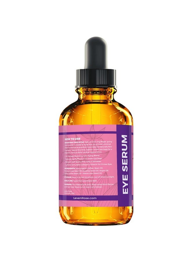 Leven Rose Coffee Bean Caffeine Serum for Eyes 1 oz - Anti-aging Caffeine Eye Serum - Organic Under Eye Serum - Eye Serum for Puffy Bags Under Eyes