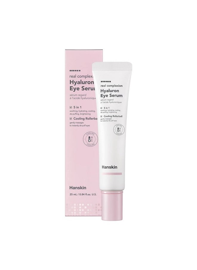 Hanskin Real Complexion Hyaluron Eye Serum, 360° Eye Massage Applicator, De-Puff Moisturize Hydrate [25ml]