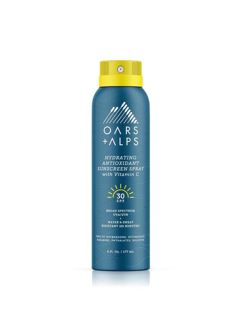 Oars + Alps Hydrating SPF 30 Sunscreen Spray, Infused with Vitamin C and Antioxidants, Water and Sweat Resistant, 6 Oz, 1 Pack