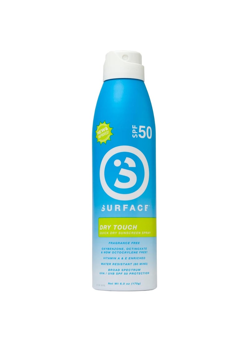 Surface Dry Touch Spray Sunscreen, Water Resistant, UVA/UVB Broad Spectrum, Fast Drying Protection, PABA Free - 6oz - SPF 50-1 PACK