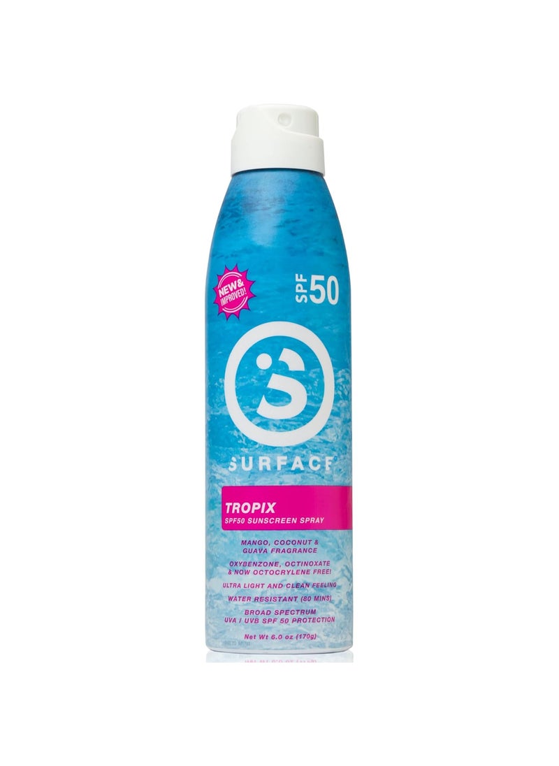 Surface TROPIX Sheer Touch Spray Sunscreen, Water Resistant, UVA/UVB Broad Spectrum, Fast Drying Protection, PABA Free - 6oz - SPF 50-1 PACK
