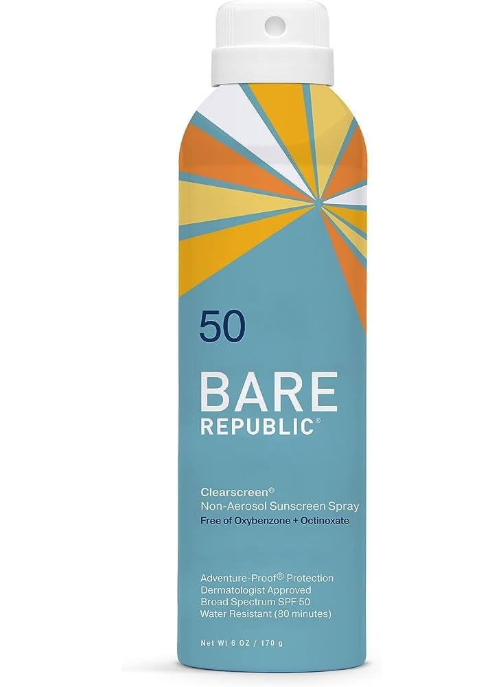 Bare Republic Clearscreen Sunscreen SPF 50 Sunblock Spray, Water Resistant with an Invisible Finish, 6 Fl Oz Each, 2 Pack