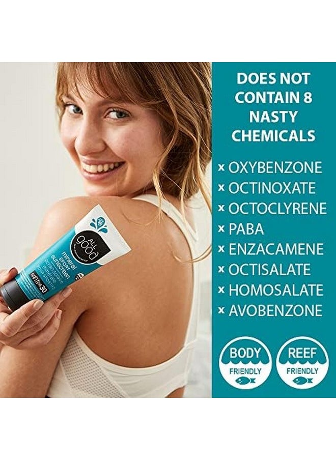All Good Sunscreen - Sport Mineral Sunscreen Lotion, Reef Friendly, SPF 30+ for Face & Body, Water & Sweat Resistant, 2-pack (3 oz)
