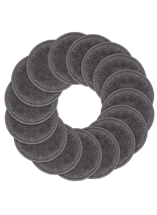 SUNLAND Reusable Makeup Remover Pads for Face,Eye,Lips 16 Pack Microfiber Face Cleansing Gloves Washable with Laundry Bag and Travel Bag Rounds Toner Pads (Round 3.15inchx16, Dark Grey)