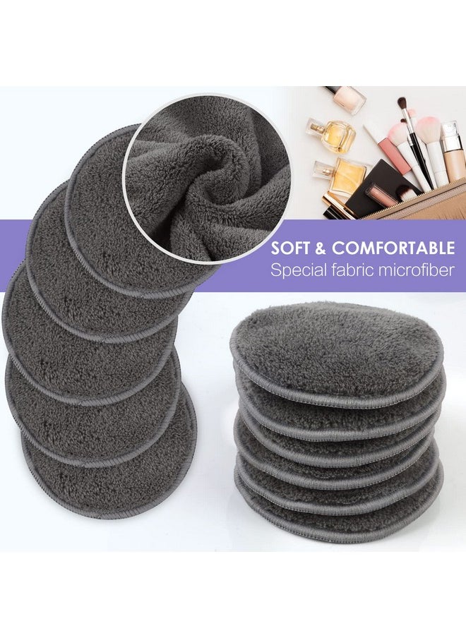 SUNLAND Reusable Makeup Remover Pads for Face,Eye,Lips 16 Pack Microfiber Face Cleansing Gloves Washable with Laundry Bag and Travel Bag Rounds Toner Pads (Round 3.15inchx16, Dark Grey)