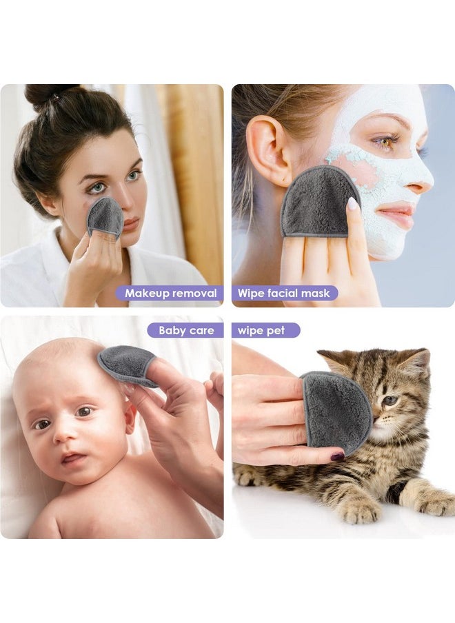 SUNLAND Reusable Makeup Remover Pads for Face,Eye,Lips 16 Pack Microfiber Face Cleansing Gloves Washable with Laundry Bag and Travel Bag Rounds Toner Pads (Round 3.15inchx16, Dark Grey)