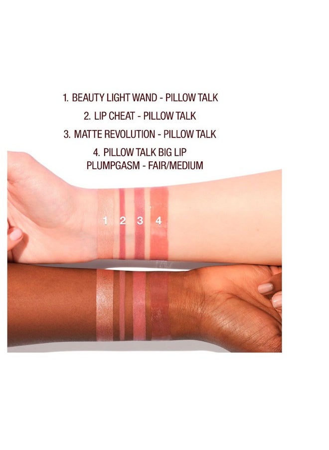 Charlotte Tilbury Pillow Talk Lip Secrets holiday Set - Matte Revolution Lipstick Full Size, Lip Cheat Liner, Collagen Lip Bath Plumper, Jewel Lips Lip Gloss