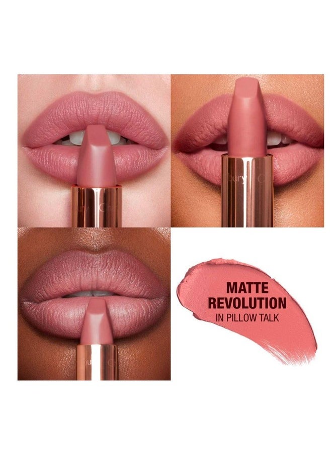 Charlotte Tilbury Pillow Talk Lip Secrets holiday Set - Matte Revolution Lipstick Full Size, Lip Cheat Liner, Collagen Lip Bath Plumper, Jewel Lips Lip Gloss