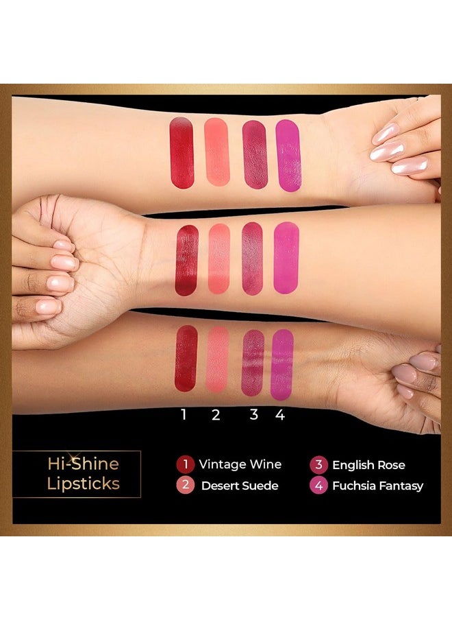 MyGlamm Presents Beauty Hi-Shine Lipstick, Glossy Finish - Wild Rose, 4gm