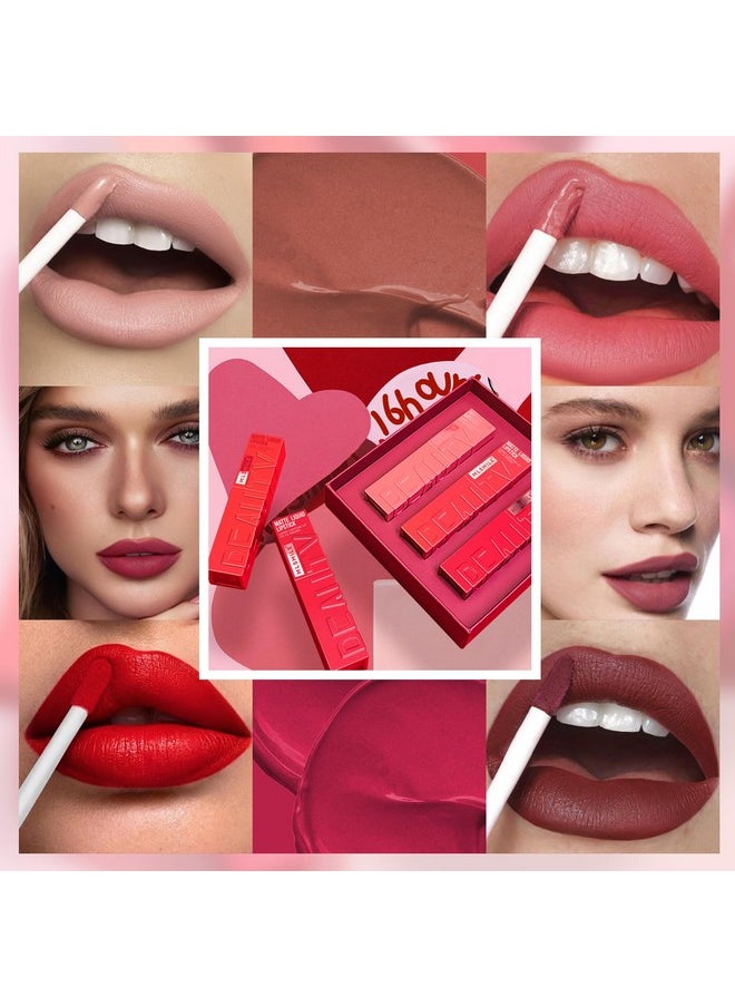 KTouler 3 Colors Matte Liquid Lipstick Set, Velvet Smooth Nude Lip Gloss, Waterproof Moisturizing Long Lasting Highly Pigmented Matte Lip Stain with Gift Box (A)