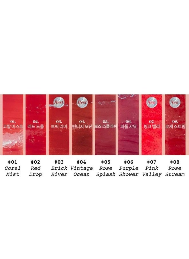[rom&nd] Glasting Water Tint 8 colors | Vivid color, Glossy Finish, Long-lasting, moisturizing, Highlighting, Natural-beauty | Lip Tint for Daily Use, K-beauty | 4g/0.14oz No.02 RED DROP