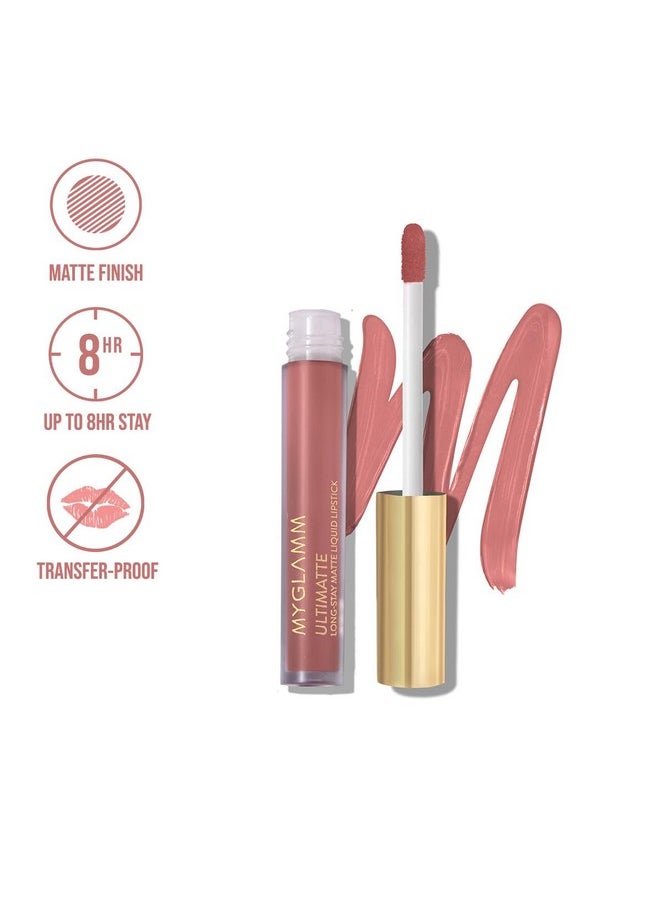 MyGlamm Ultimatte Long Stay Matte Liquid Lipstick-Mocha Icon-2.5 g | Nude Lipstick With Vitamin E | 8hr Long Lasting Lipstick | No-Smudge, Waterproof Formula | Vegan & Cruelty Free