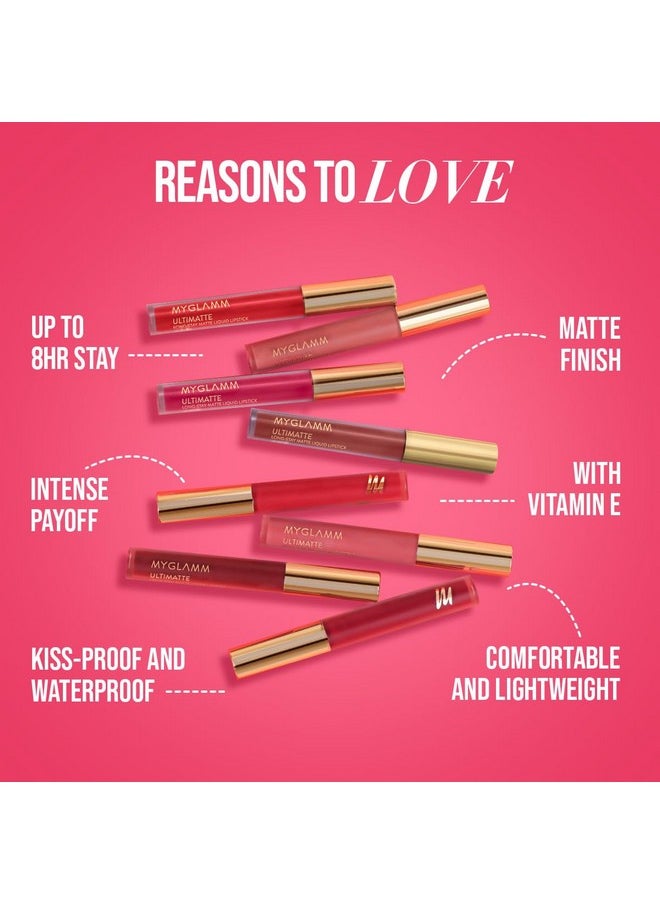 MyGlamm Ultimatte Long Stay Matte Liquid Lipstick-Mocha Icon-2.5 g | Nude Lipstick With Vitamin E | 8hr Long Lasting Lipstick | No-Smudge, Waterproof Formula | Vegan & Cruelty Free